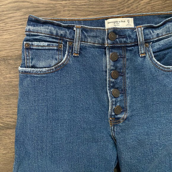 Abercrombie The Mom Jean High Rise Distressed Hem - Picture 3 of 5